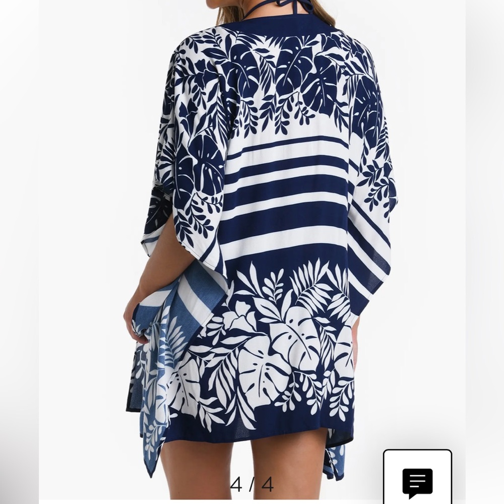 La Blanca Swim Coverup NEW (blue/white) Navy and White Floral - Picture 12 of 12